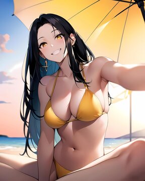 anime girl in bikini - Generative AI