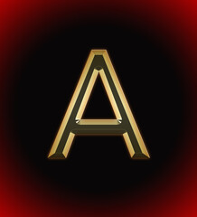 Golden and shining Alphabet(letter) A and name of individual (boy or Girl) with start of alphabet A, black and red beautiful background - obrazy, fototapety, plakaty