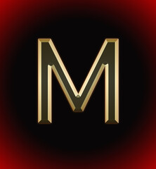 Golden and shining Alphabet(letter) M and name of individual (boy or Girl) with start of alphabet M, black and red beautiful background - obrazy, fototapety, plakaty