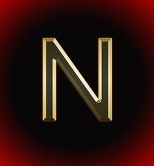Golden and shining Alphabet(letter) N and name of individual (boy or Girl) with start of alphabet N, black and red beautiful background - obrazy, fototapety, plakaty