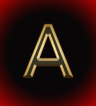 Golden and shining Alphabet(letter) A and name of individual (boy or Girl) with start of alphabet A, black and red beautiful background