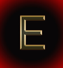 Golden and shining Alphabet(letter) E and name of individual (boy or Girl) with start of alphabet E, black and red beautiful background - obrazy, fototapety, plakaty