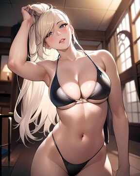 anime girl in bikini - Generative AI