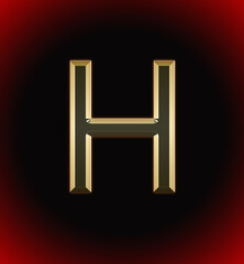 Golden and shining Alphabet(letter) H and name of individual (boy or Girl) with start of alphabet H, black and red beautiful background