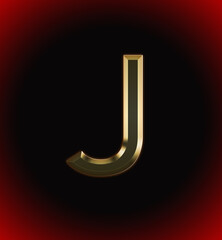 Golden and shining Alphabet(letter) J and name of individual (boy or Girl) with start of alphabet J, black and red beautiful background - obrazy, fototapety, plakaty