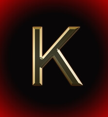 Golden and shining Alphabet(letter) K and name of individual (boy or Girl) with start of alphabet K, black and red beautiful background - obrazy, fototapety, plakaty