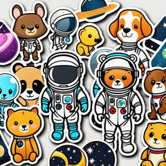 astronaut-animals-sticker-icons-clipart-die-cut-cartoon-ultra-hd-vivid-colors