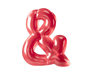 Symbol made of bizarre balloons. 3d illustration of red symbol isolated on white background