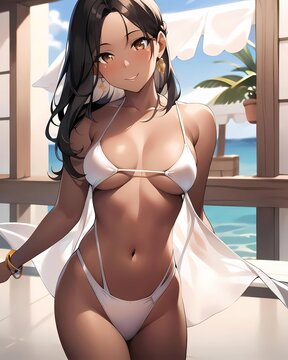 anime girl in bikini - Generative AI