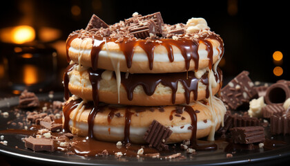 Indulgence in homemade dark chocolate dessert, a sweet gourmet temptation generated by AI