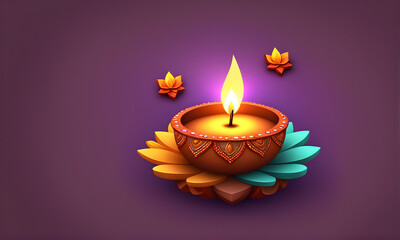 Diwali Festival Cute 3D Art Animated Graphic, Invitation Card Banner Website Design Background - ai generated