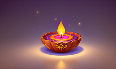 Fototapeta premium Diwali Festival Cute 3D Art Animated Graphic, Invitation Card Banner Website Design Background - ai generated