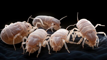 group of bed mites closeup macro