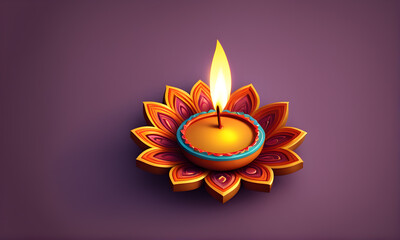 Diwali Festival Cute 3D Art Animated Graphic, Invitation Card Banner Website Design Background - ai generated