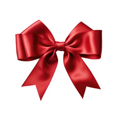 Red ribbon bow isolated on transparent background.
