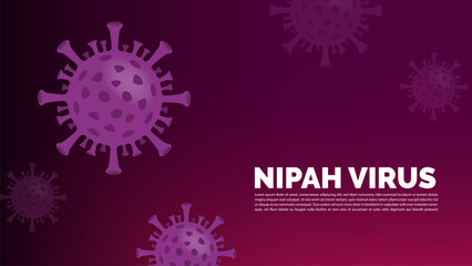 Nipah virus concept. illness outbreak. pandemic. Microscope virus close up Design for poster banner social media post