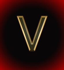 Golden and shining Alphabet(letter) V and name of individual (boy or Girl) with start of alphabet V, black and red beautiful background - obrazy, fototapety, plakaty