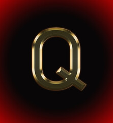 Golden and shining Alphabet(letter) Q and name of individual (boy or Girl) with start of alphabet Q, black and red beautiful background - obrazy, fototapety, plakaty