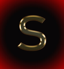 Golden and shining Alphabet(letter) S and name of individual (boy or Girl) with start of alphabet S, black and red beautiful background - obrazy, fototapety, plakaty