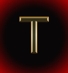Golden and shining Alphabet(letter) T and name of individual (boy or Girl) with start of alphabet T, black and red beautiful background - obrazy, fototapety, plakaty