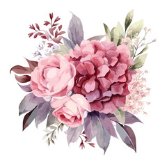 watercolor flower, Beautiful floral set with watercolor hand drawn peony flower bouquets. Stock illustration.vector peony, vector