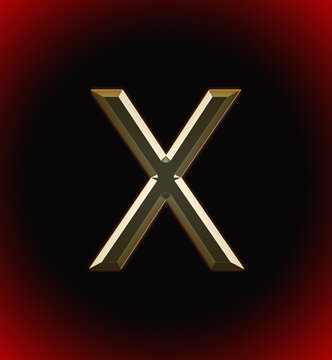 Golden and shining Alphabet(letter) X and name of individual (boy or Girl) with start of alphabet X, black and red beautiful background