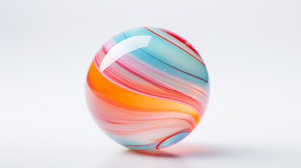 Beautiful dreamy and surreal glass bead in 1970’s colors sitting in the center of a huge white...