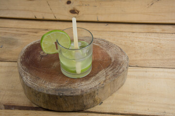 mojito cocktail on wooden table