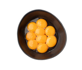 Egg Yolks in Bowl, Fresh Chicken Egg Yolk Separated from Whites for Cooking Recipe, Organic Yolks Top View