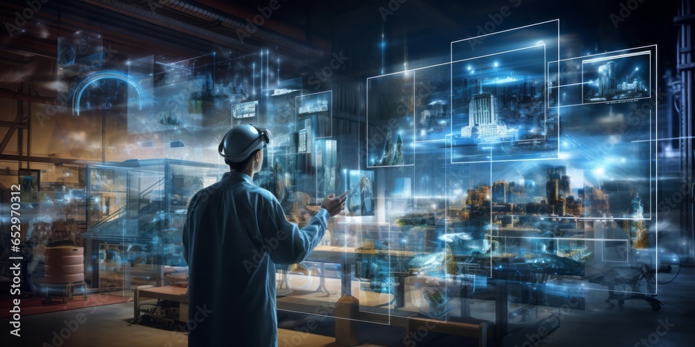 Poster Technological Fusion in the Workplace: Industry Professionals Utilize Advanced Tools and Collaborative Efficiency to Enhance Productivity, Embracing a Modern and Innovative Approach to Work