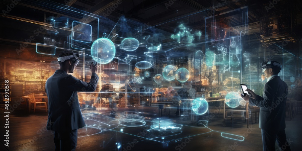 Poster Technological Fusion in the Workplace: Industry Professionals Utilize Advanced Tools and Collaborative Efficiency to Enhance Productivity, Embracing a Modern and Innovative Approach to Work