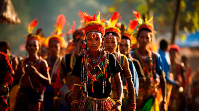 Local culture and traditions: A snapshot of a local festival where locals celebrate their culture, traditions and wear traditional clothing. Generative AI