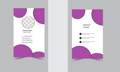 Modern and creative Simple vector office ID card design template with Abstract Shape .Creative Corporate Business identity card for employees . Easy to Use and Customize Elegant ID card template. 