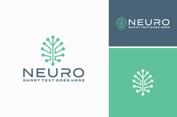 Futuristic modern human brain digital link dots structure for Neurology intelligence innovation science tech knowledge logo design
