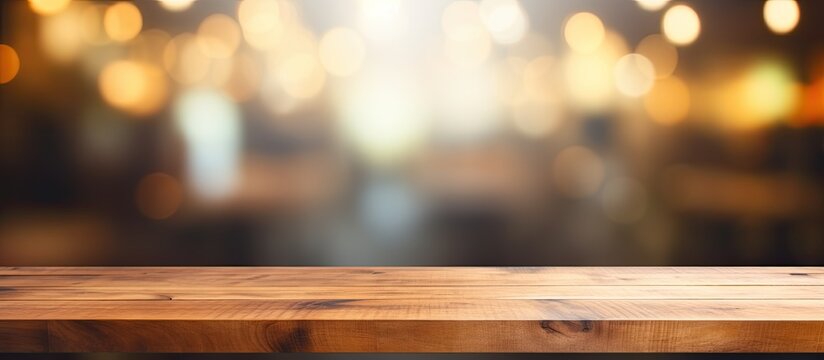 Versatile wood table for showcasing products in a cafe coffee shop or bar setting