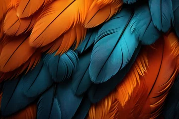 Tableaux ronds sur aluminium brossé Toucan Beautiful colorful background of toucan feathers, backdrop of exotic tropical bird feathers