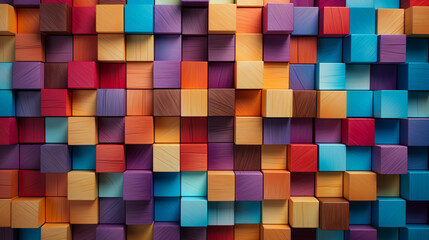 colorful cubes background, in the style of carved wood blocks