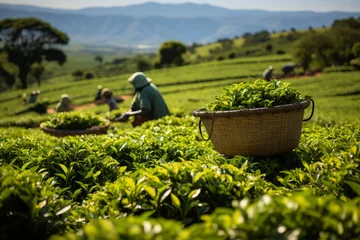 Foto op Aluminium .workers gathering ceylon tea on green plantation © Наталья Добровольска