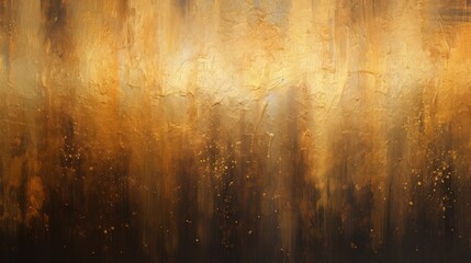 A photo of an abstract wall painted in a gold color palette with visible stains.
