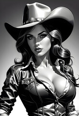 illustration of a sexy pin up cowgirl in comic book style - generative ai	