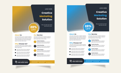 Creative New Orange and Blue  Shadow  Design Corporate Flyer Template.