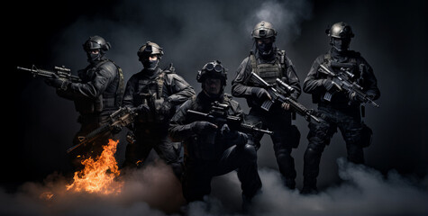 Modern army special forces soldier police, swat team member - obrazy, fototapety, plakaty
