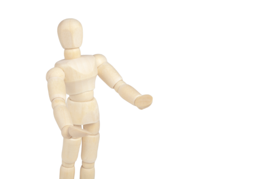 Wooden figurine, man opera singing gesture, giving a speech, object closeup, one person symbol, singing voice training vocal music lessons abstract concept, speaking and gesturing posing doll up close