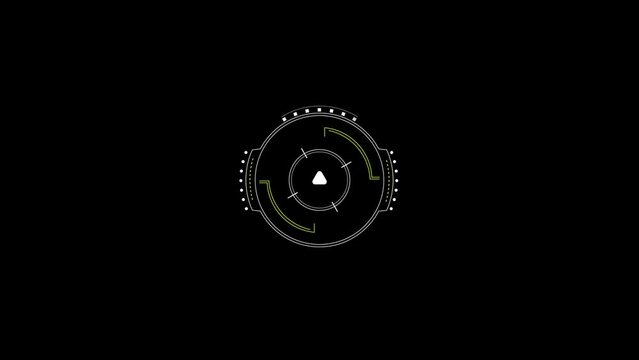 White HUD Circle User interface on isolated black background. Target searching scope and scanning element theme. Digital UI and Sci-fi circular. 4K motion graphic footage video