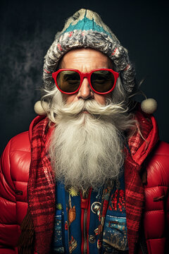 A cool hipster Santa Claus