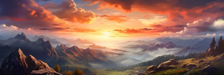 Poster sunset over the mountains © faiz