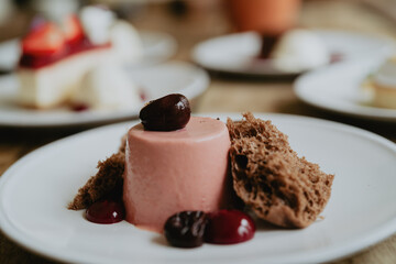 Luxury Chocolate moose dessert, foot photography chocolate pudding