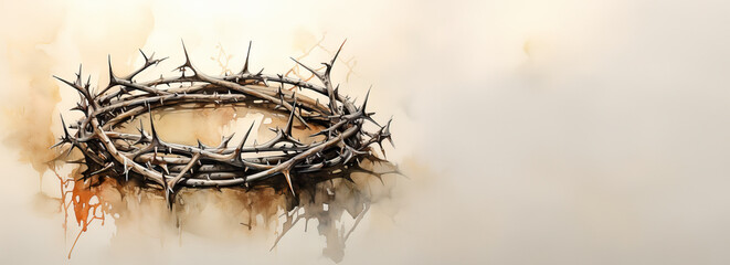 Divine Majesty: King Jesus Christ's Crown of Thorns  Watercolor Religious Art.