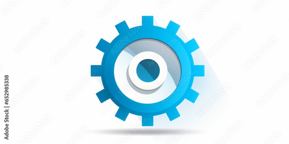 Aufkleber Magnifying Icon with Gears Positioned at the Center, Set Against a Clean White Background, Symbolizing the Intersection of Technology, Precision, and Visual Exploration in a Transparent Concept
