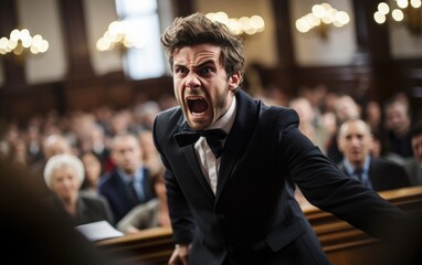 A lawyer arguing in a court. Generative AI - obrazy, fototapety, plakaty